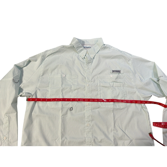 Columbia Mens PFG Sun Protection Button Down Shirt XL White Green Plaid - Picture 3 of 5